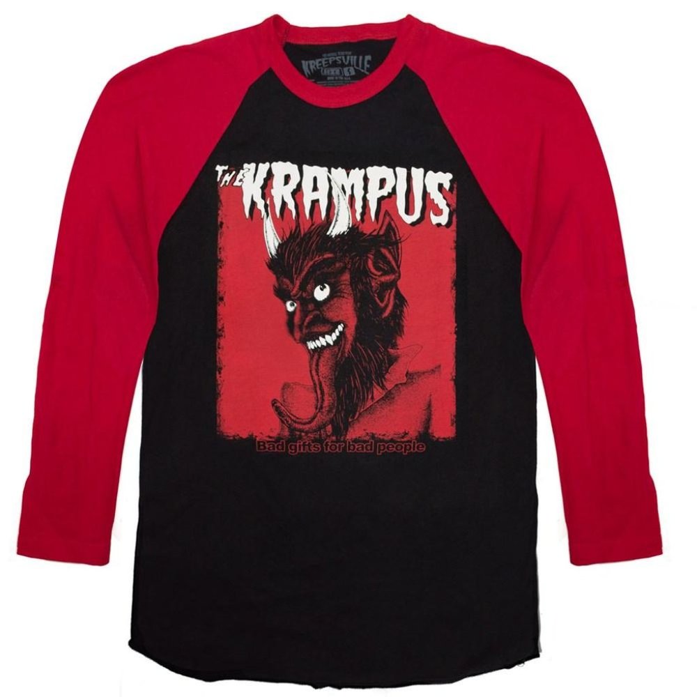 Krampus Bad 4 Bad Longsleeve Raglon Tee Goth Men